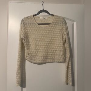 Altar'd State Women’s Cream Long Sleeve Textured Top
